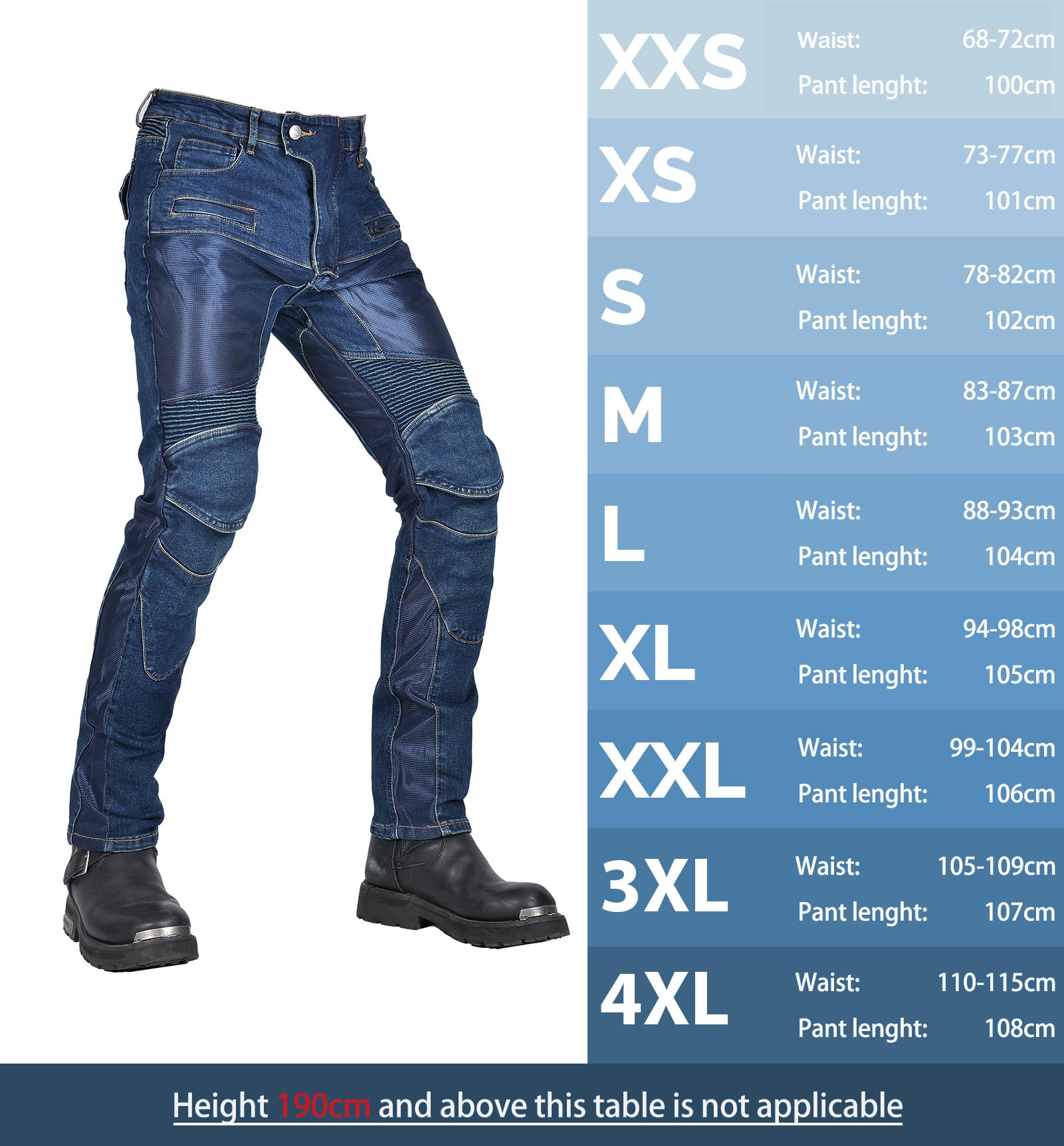 Pantaloni Moto Uomo con Protezioni, Traspirante Jeans Moto, Disponibili in Un'ampia Gamma di Colori