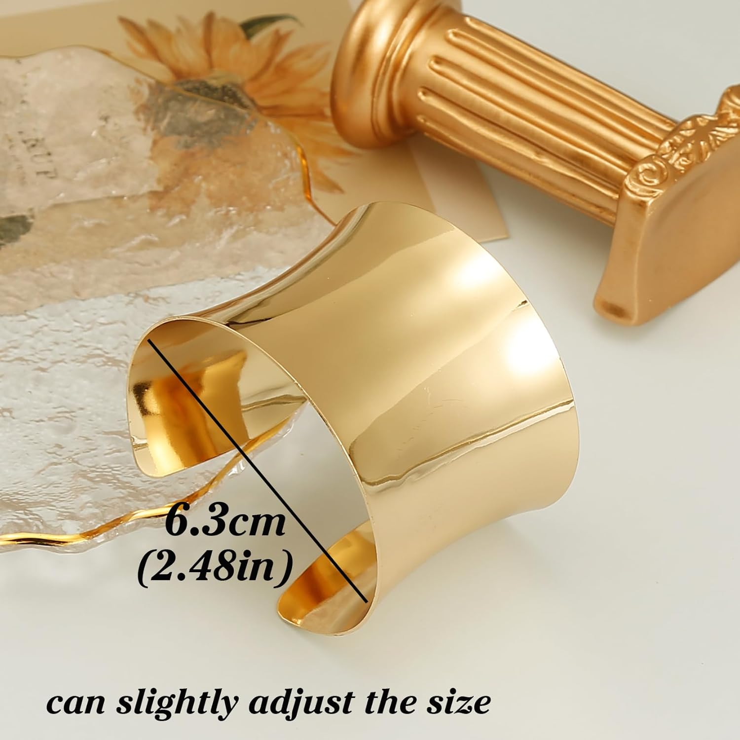 BOMAIL 2 Pcs Cuff Bangle Bracelet Set for Women Open Wide Wire Bracelets Gold Wrist Cuff Wrap Bracelet Adjustable - Image 2