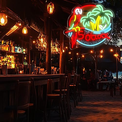 Miniatura 2 de Letreros de neón de 5 00 en punto, luces de neón de loro, decoración de pared para bar de cerveza, pub, recreación en casa, sala de juegos, regalo,