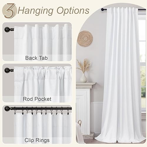 Miniatura 6 de 2 cortinas opacas blancas de 80 pulgadas de largo personalizadas, a prueba de ruido, modernas, con pestaña trasera, para cocina, sala, cabina, de