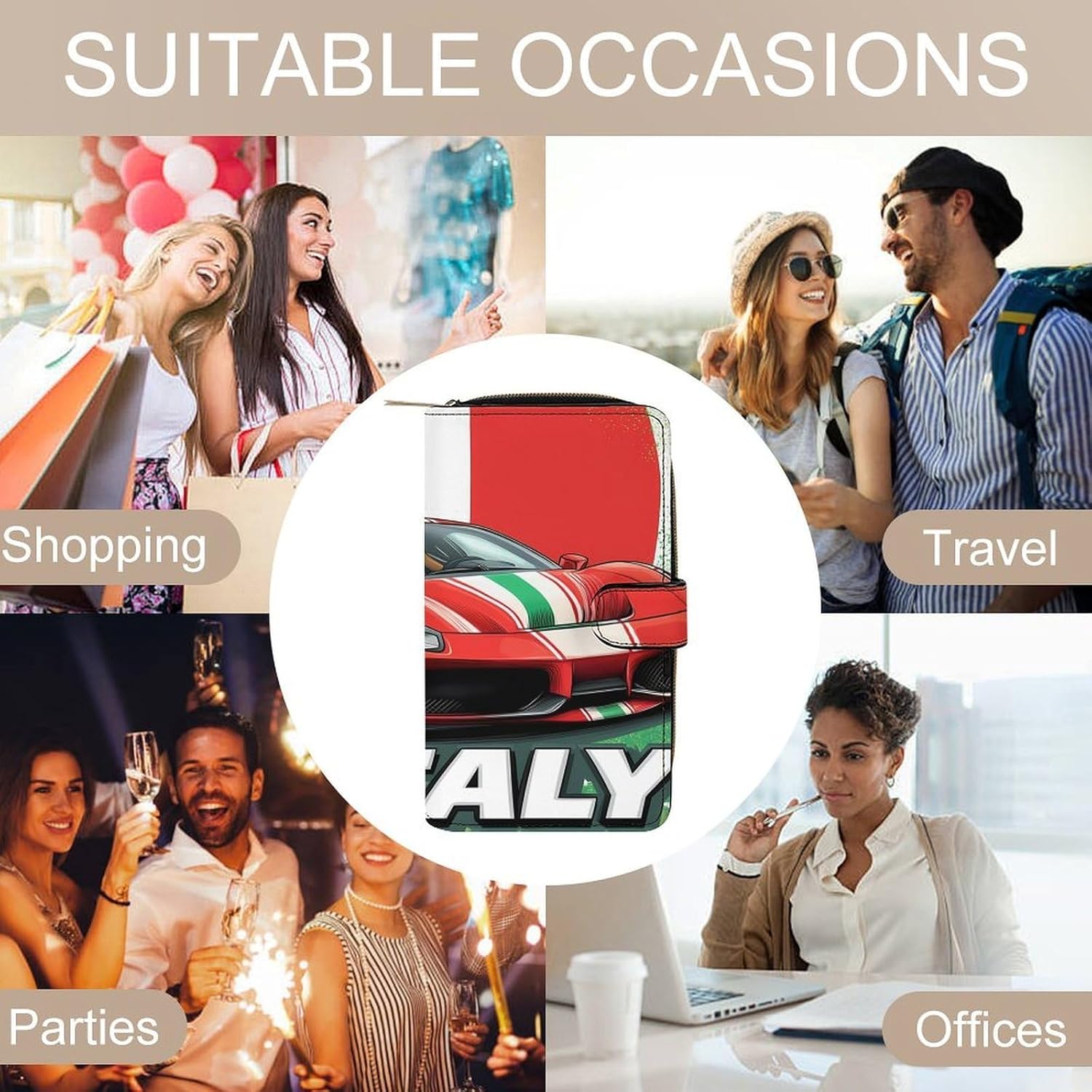 Funny Italian Sportscar Women's Long Wallet Leather Large Capacity Wristlet Clutch Purse Wallets