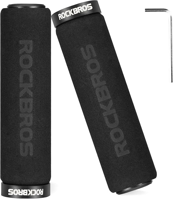 ROCKBROS Bike Grips Foam Single Lock on Bicycle Handle Bar Soft Non-Slip Bike Handle Grips Replacement for BMX Mountain MTB Beach Cruiser Scooter Folding Bike Hand Grip Comfortable Ergonomic
