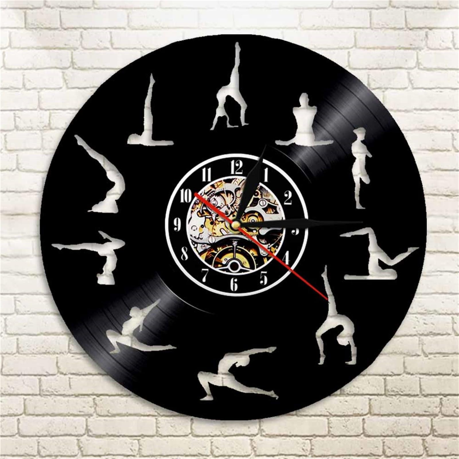 Rekordowy zegar ścienny cichy retro zen dekoracyjny zegarek (z diodami LED)