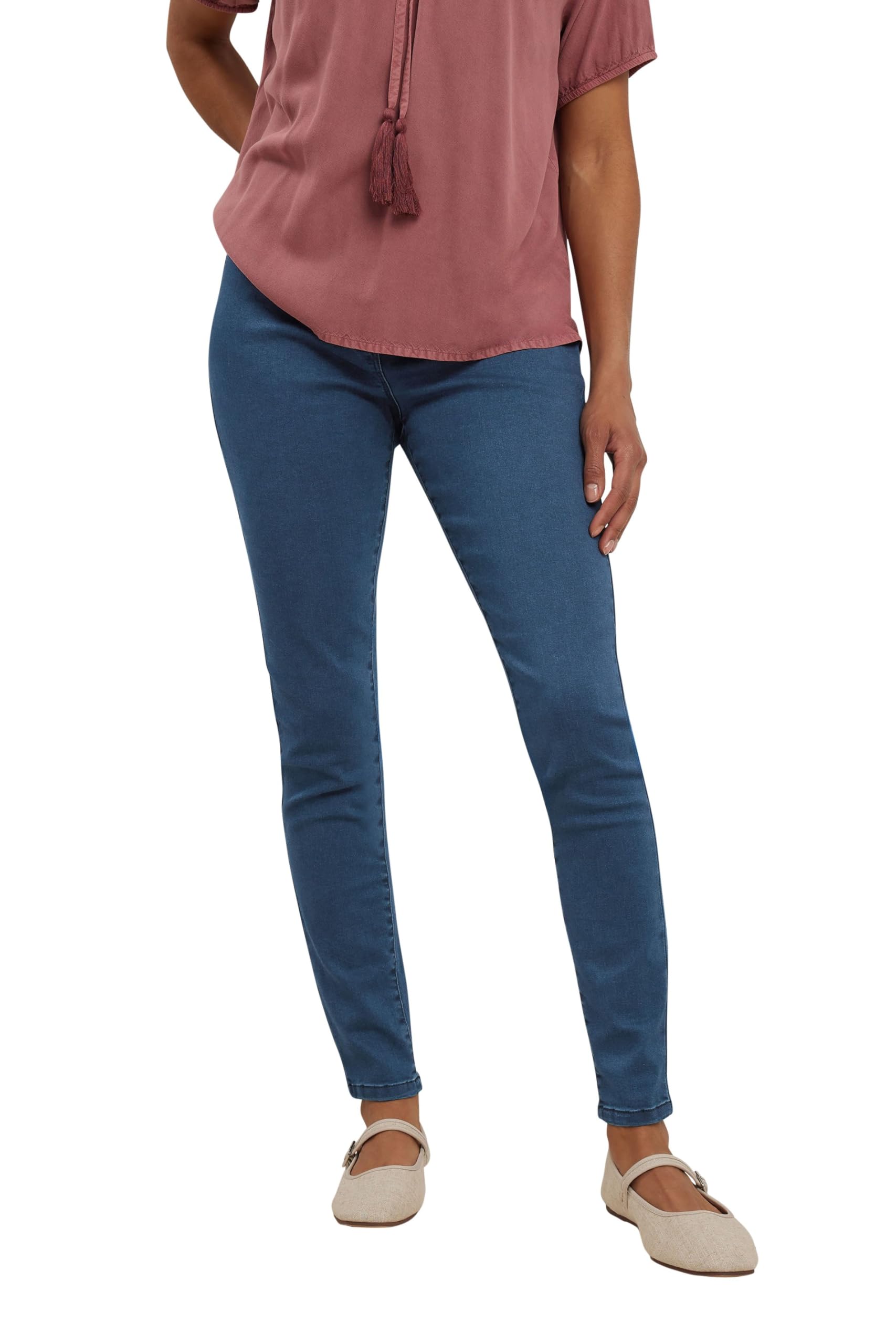 Women's Blue M&Co M&Co Mid Wash Stretch Jeggings Size Petite > 14