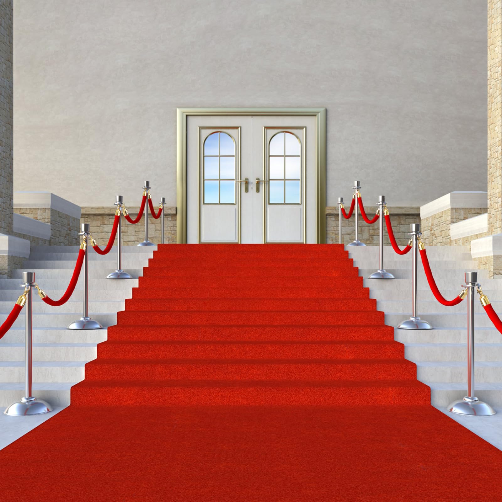 Okllen - Lot de 4 cordes de velours rouge, cordes de contrôle de foule de 1,52 m, barrières de sécurité avec crochets en or poli pour cinéma, file d'attente, grandes ouvertures, célébration