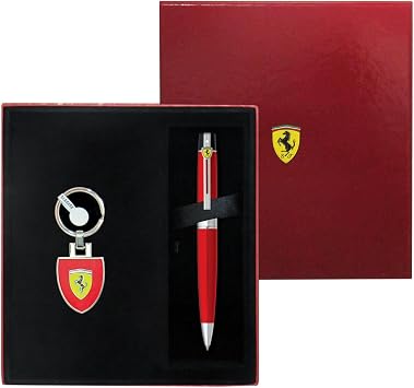 Sheaffer Ferrari 300 Series Ballpoint & Keyring Set, Rosso Corsa with Black Ornament F50006