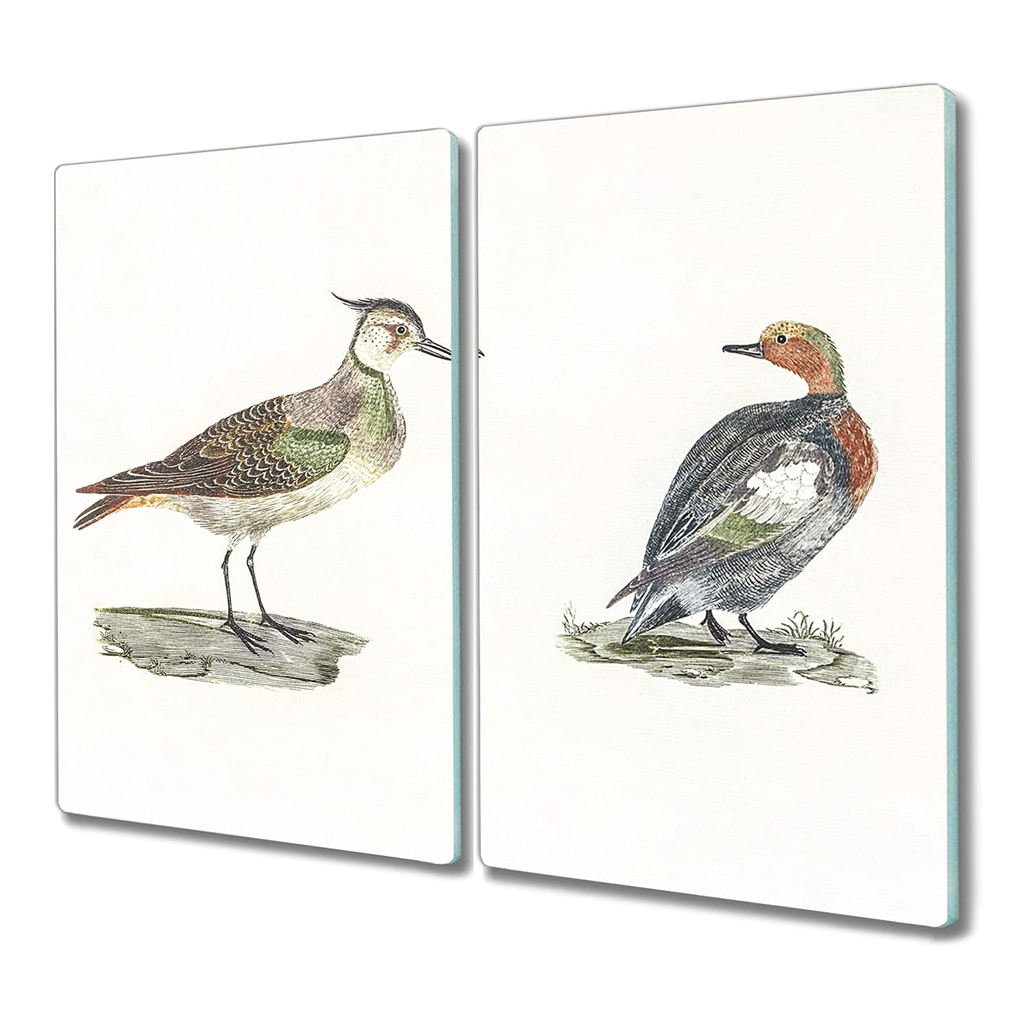 Tapis de découpe en verre trempé 2x30x52 cm Coloray protection plaque motif oiseaux