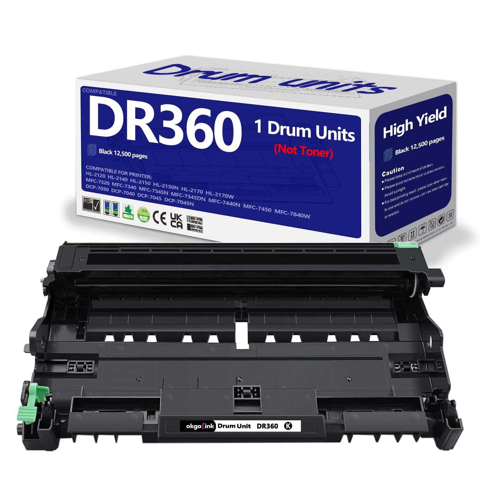 OKGO Compatible DR360 Drum Unit (NOT Toner) Replacement for Brother DR 360 use with DCP7030 DCP7040 MFC7840 MFC7340 MFC7320 MFC7345 DCP7045 HL2120 HL2140 HL2150 HL2170 MFC7440 MFC7445 MFC7450 Printer