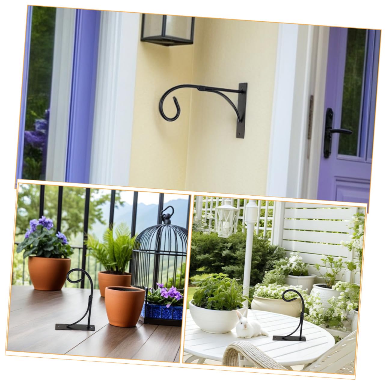 BESTonZON 2juegos Soporte De Pared para Flores Estilo Europeo Soporte Resistente De Hierro para Colgar Plantas Gancho para Macetas Cestas y Linternas para Decoración De Pared Sala De Estar o