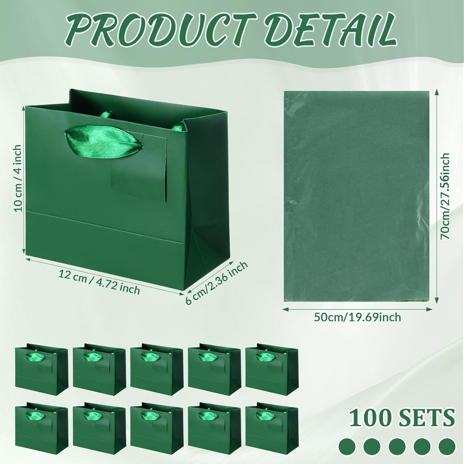 Zhanmai 4.7 x 2.4 x 3.9 Inch 100 Pcs Mini Gift Bags Bulk, Dark Green image 2