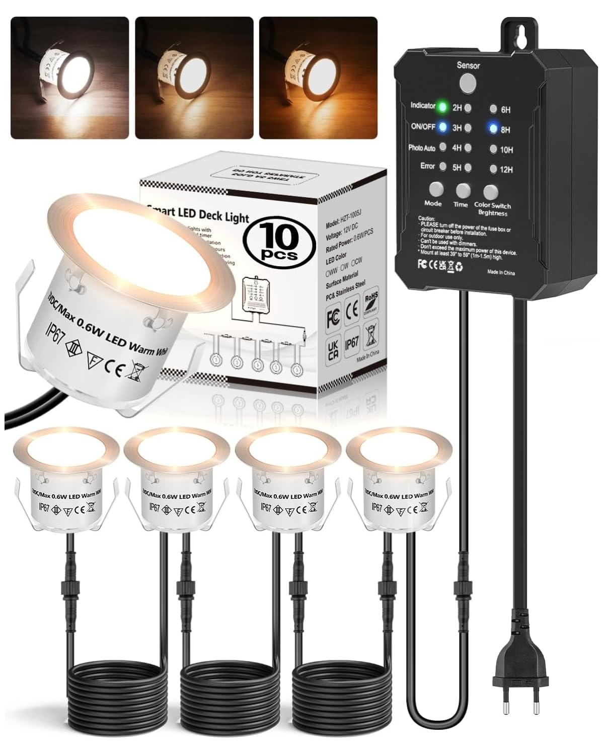HIBOITEC 10Pcs 3 Couleur Spot LED Encastrable Extérieur avec Transformateur