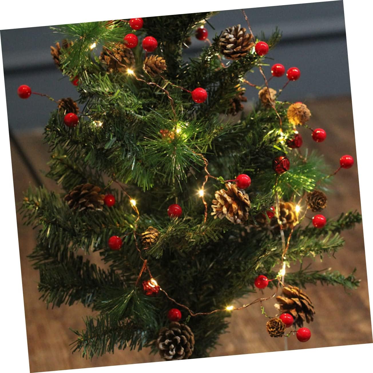 Didiseaon Xmas Red Berry Garland Flexible Artificial Decoration for Home Wall and Door Holiday for Christmas Parties Realistic Leaves and Berries