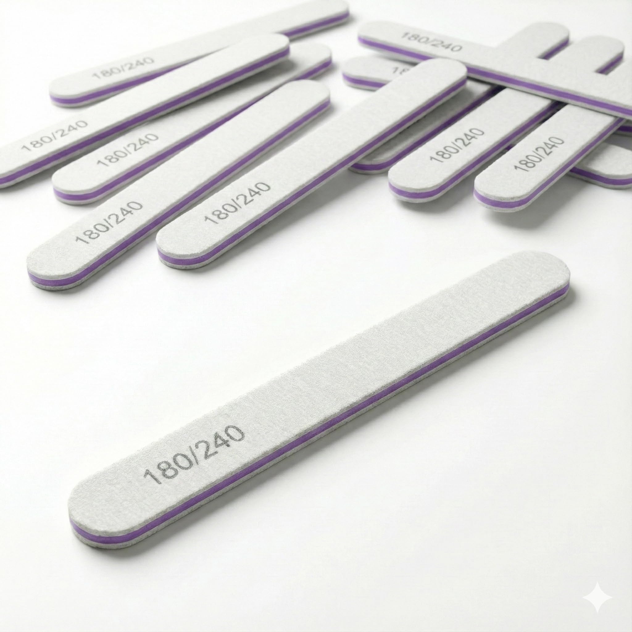 Lewer – Professionelle Nagelfeilen Einfache Form, 50-teilig, Körnung 180/240, Doppelkörnung, Nagelfeile für Maniküre & Pediküre, für natürliche & künstliche Nägel, Zebramuster – Grau/Lila