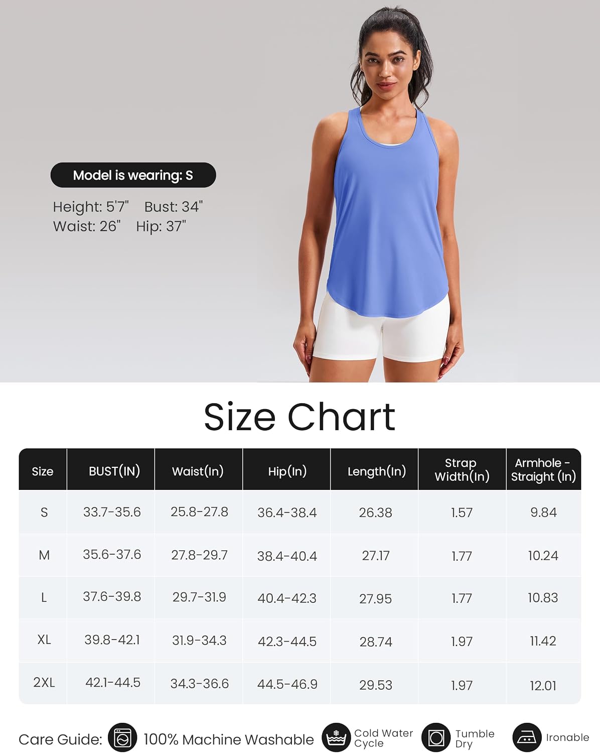 JOYSPELS Workout Tank Tops for Women,Athletic Running Shirts | UPF50+ Ice Silk Quick Dry Loose Fit Racerback Gym Tops