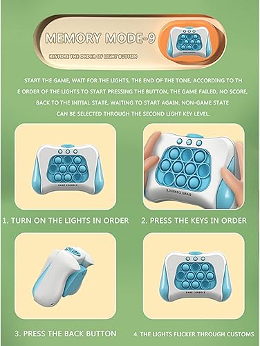 Miniatura 9 de Fiarfiar Juguete electrónico de mano para juegos de prensa, consola de rompecabezas, juguete de descompresión, juguete de burbujas para niños