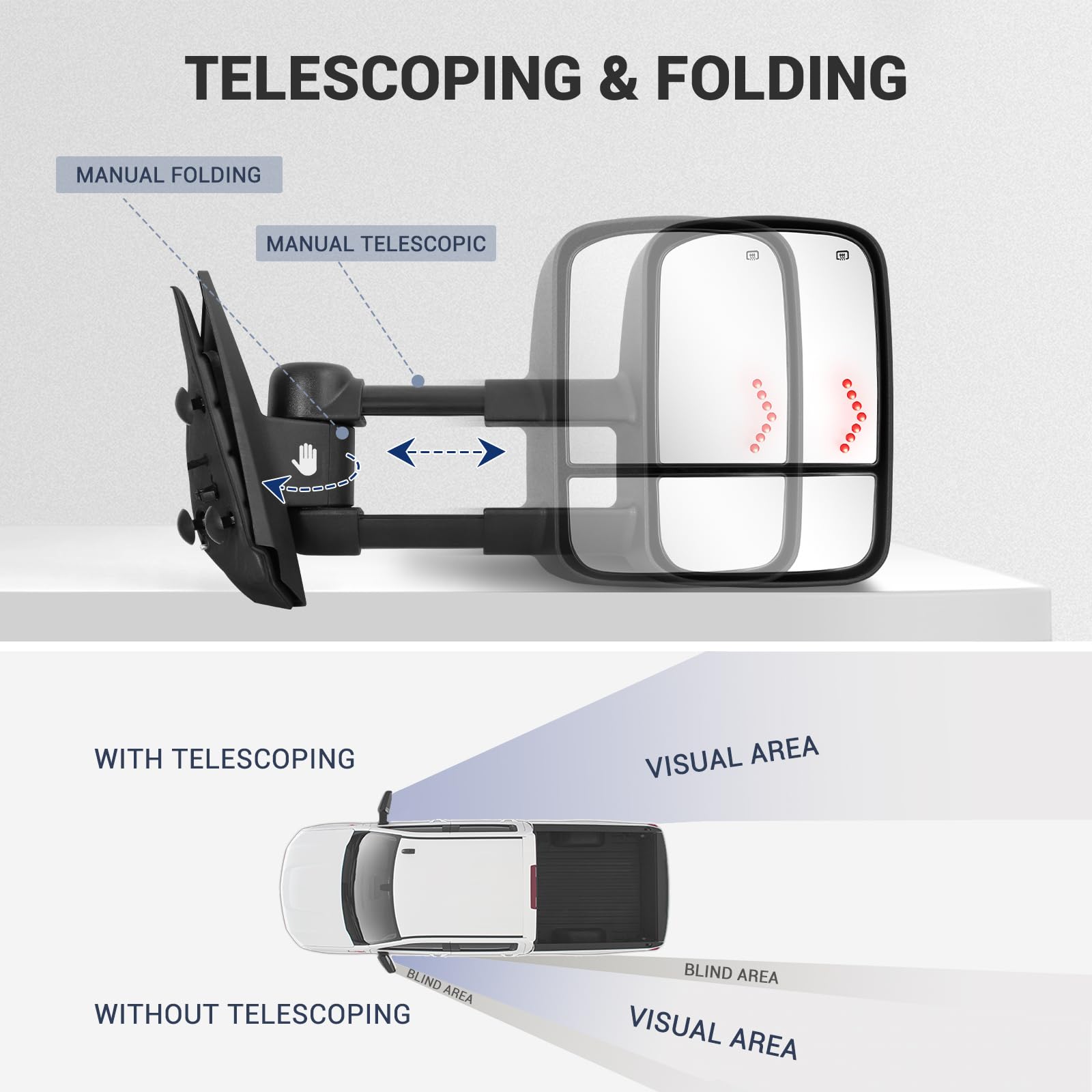Towing Mirror for Silverado Sierra - Compatible with 2007-2014