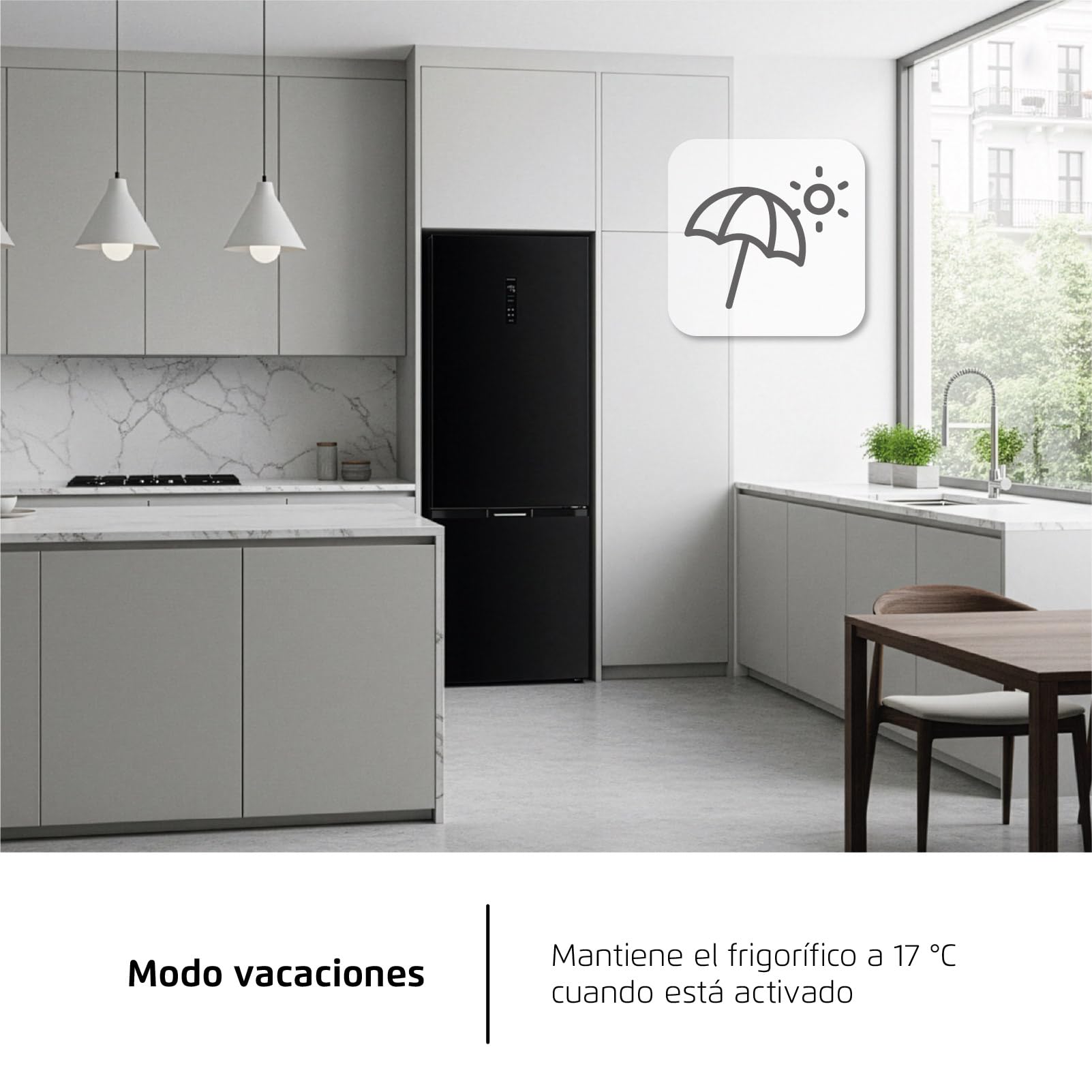 Corberó - Frigorífico Combi | CCH185406NFN | No Frost | 400 L | 186,5 cm | No Frost | Función Eco | Función Vacaciones | Display en la puerta | Negro — view 11