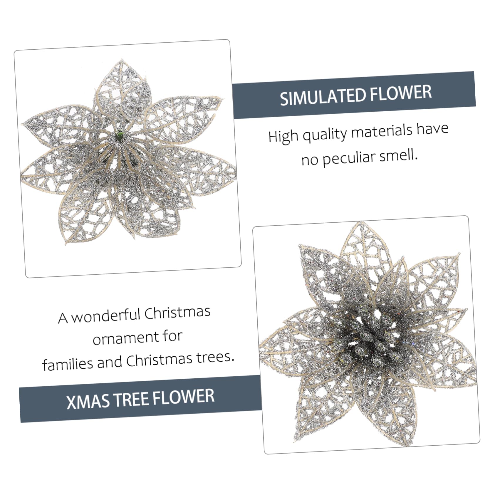 Amosfun 50 Stück Dekorative Weihnachtsgirlanden Blühen Weihnachtsbaum Dekore Weihnachtsblume Schmücken Weihnachtsblumen-Picks Kranz Stütze Plastik Dekorationszubehör Die Blumen