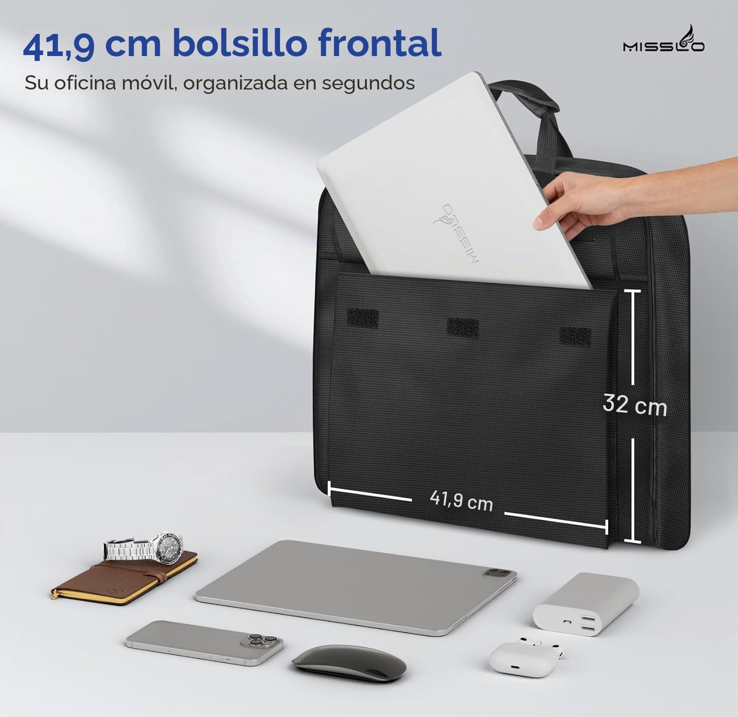 MISSLO Funda para Trajes de Viaje para Hombre con Correa para el Hombro, Portatrajes Impermeable de 42" para Mujer, Bolsas para Ropa de Mano 2 en 1 con Bolsillos para Portátil, Funda Colgante para