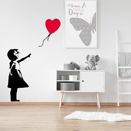 Banksy Girl With Heart Balloon Wall Sticker - Thumbnail 5