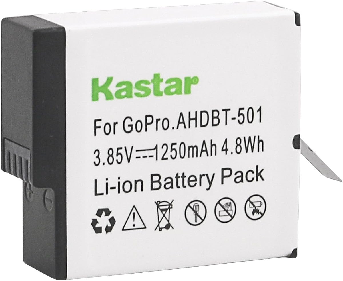 Kastar Batería de alta capacidad 1 paquete para GoPro Hero GoPro AHDBT-501 GoPro AHBBP-501 y Gopro Hero 5 Cámara de acción GoPro HERO5 Black GoPro Hero 5 HD Black GoPro HERO5 Silver GoPro Hero 6 HD Silver
