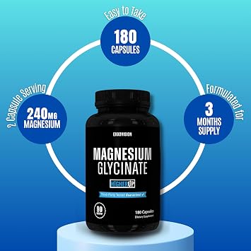 Ekkovision Magnesium Glycinate by Ekko x HigherUp, Highly Bioavailable Magnesium Supplement for Men & Women with Glycine for Relaxation, Sleep and Overall Wellness, Gentle on Stomach, 90 Capsules