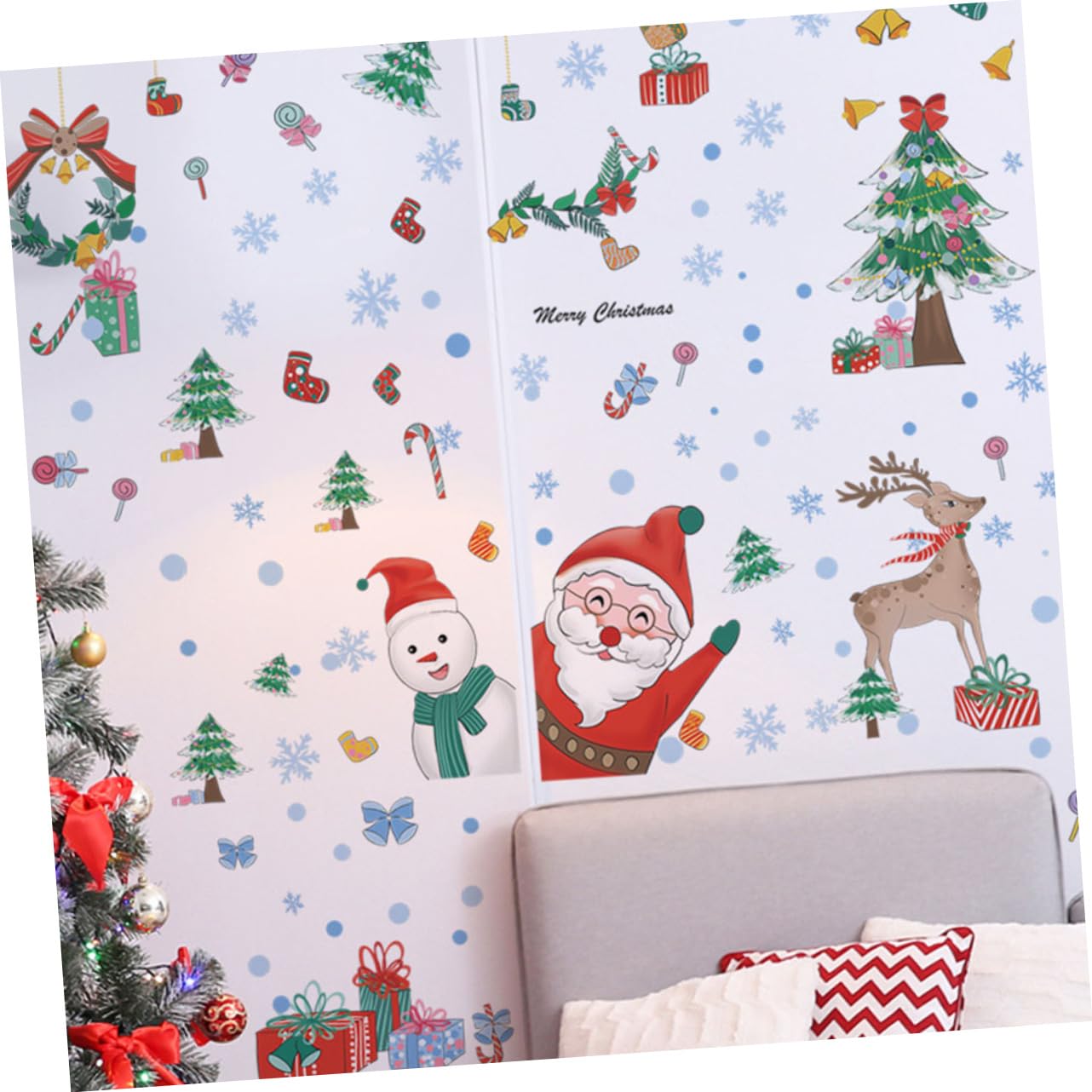 Alipis 30hojas Pegatinas Navideñas Para Ventanas Decoración De Navidad De Papá Noel y Para Ventanas Cristales y Espejos Decoración Navideña Reutilizable