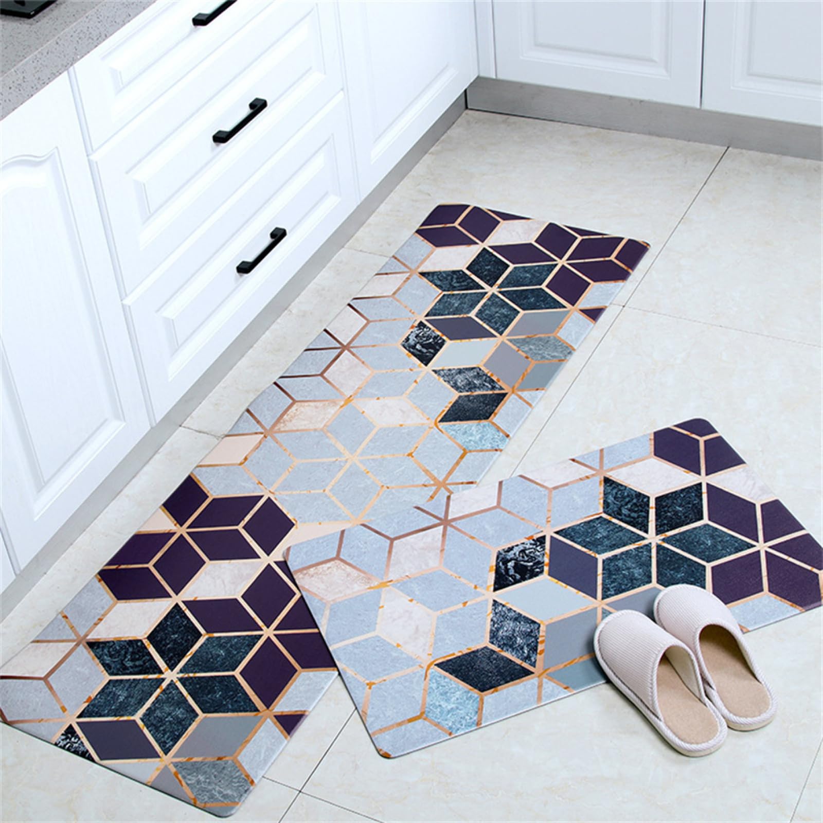 Tapis cuisine super absorbe l'eau et l'huile | Tapis de sol lavable lot de 2 grand format