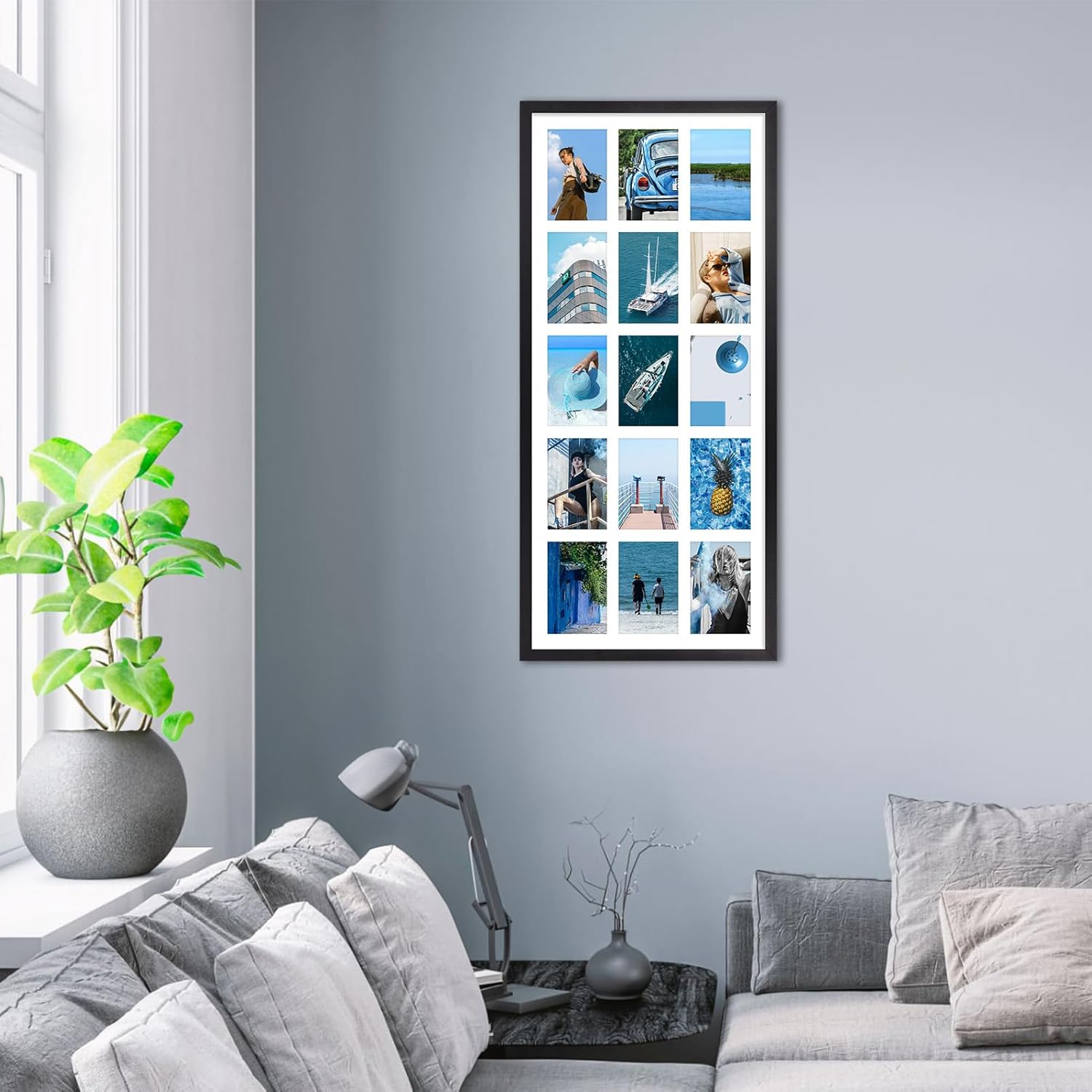 MEBRUDY 4x6 Collage Picture Frames with 15 Openings, 2 Pack Black Multi Photo Frames Display 4 x 6 Pictures with Mat for Wall Mounting, Irregularly Style