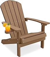 Vista 49 de YEFU Silla Adirondack Resistente a la Intemperie: Sillas Adirondack de Plástico - Sillas de Patio con Portavasos y Textura de Madera - Silla