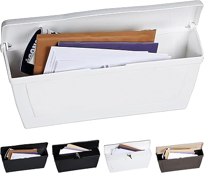 Small Plastic Mailbox for Outside Porch, Easy to Install Wall Mount, Lightweight, Heavy Duty, Rustproof, Maintenance-Free Horizontal Mail Box for House - Made in Canada - 15.5 x 4 x 6.25 White