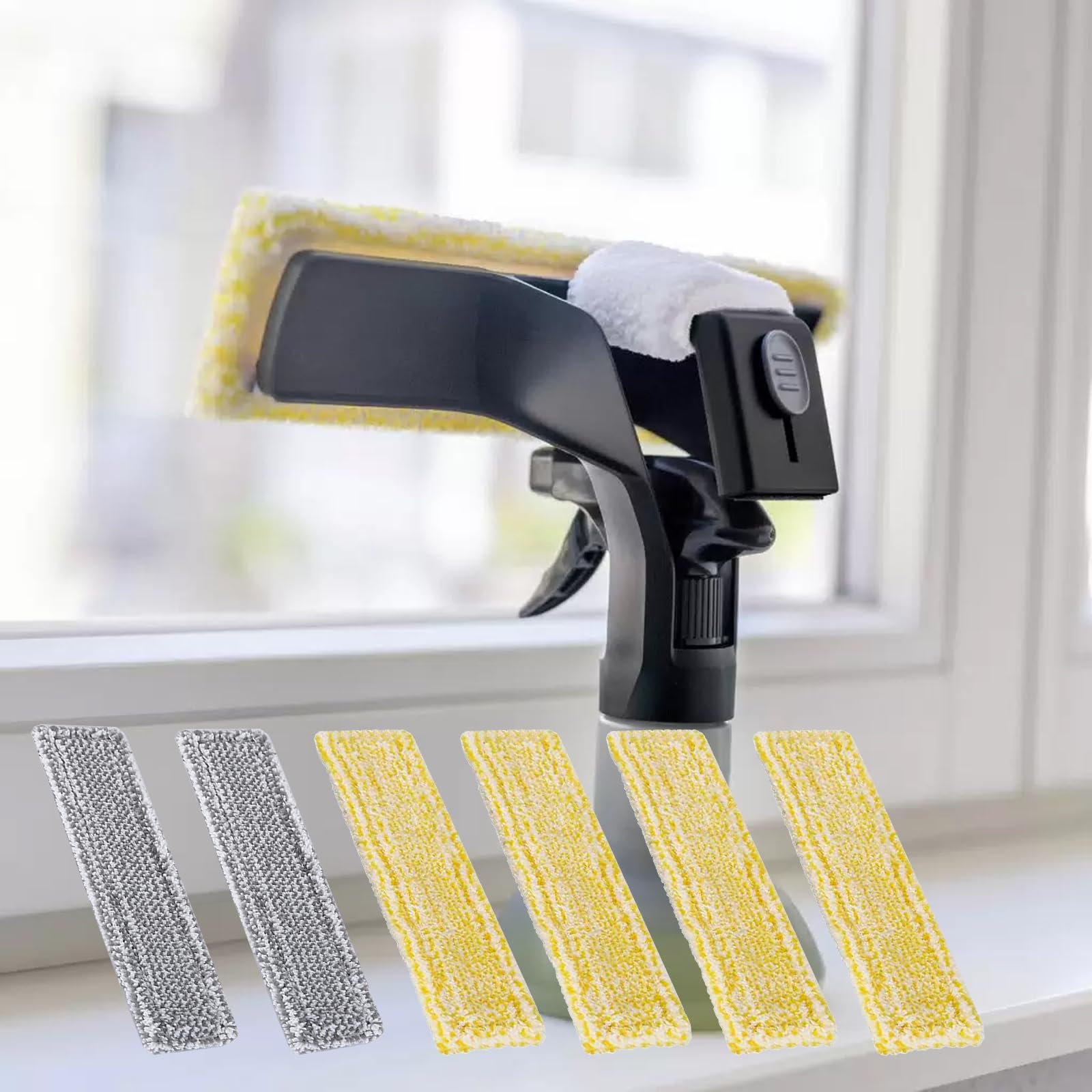 6 Pcs Accessoires de Serpillère en Microfibre et 4 Raclette de Fenêtre, Accessoires pour Aspirateurs de Vitres pour Kärcher WV 2/WV 5 Plus N WV 1 Plus, Chiffons de Nettoyage en Microfibre Karcher