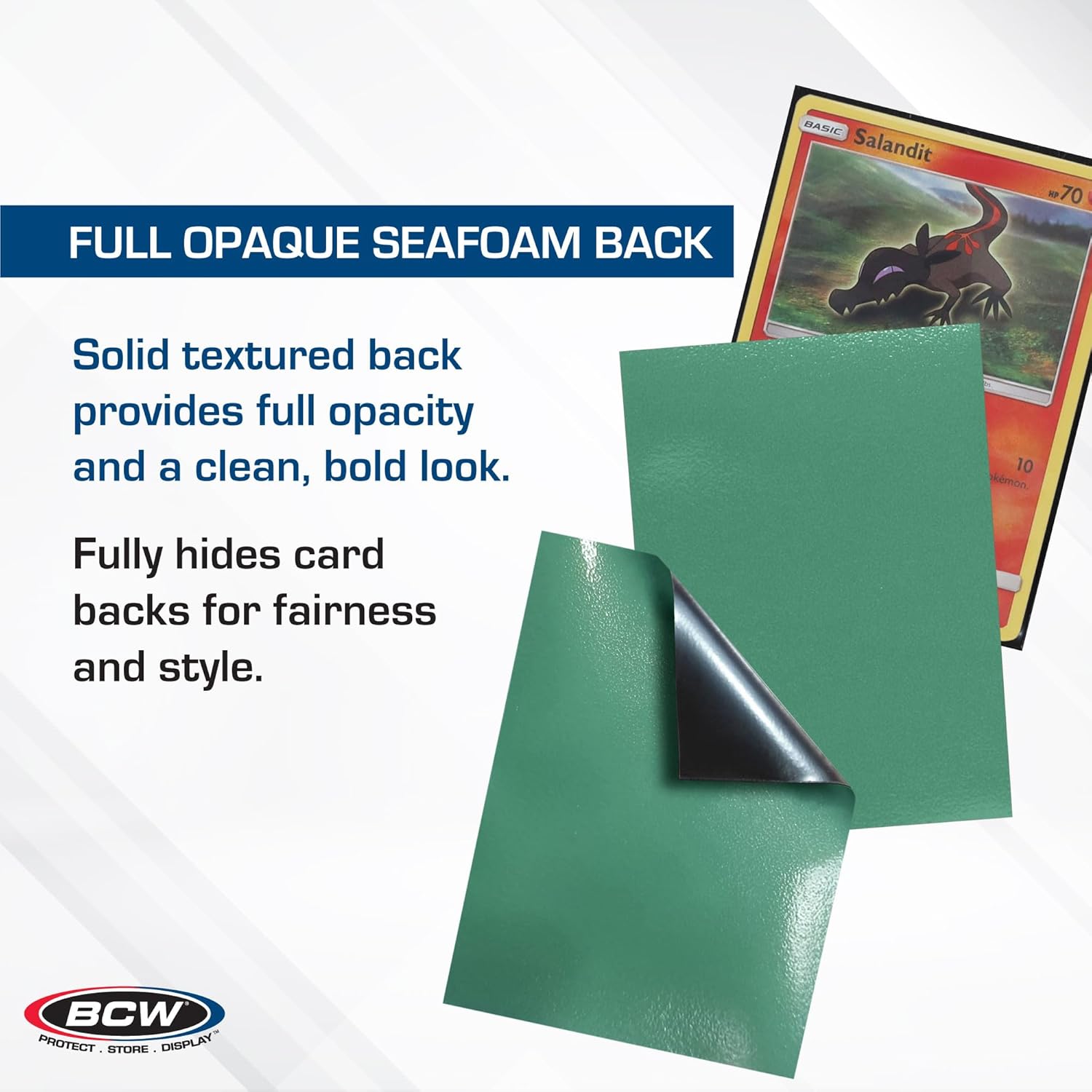 BCW Elite2 Glossy Card Sleeves – Seafoam | Crystal-Clear Front | Textured Back | Fits 2.5" x 3.5" Cards - 100 Ct