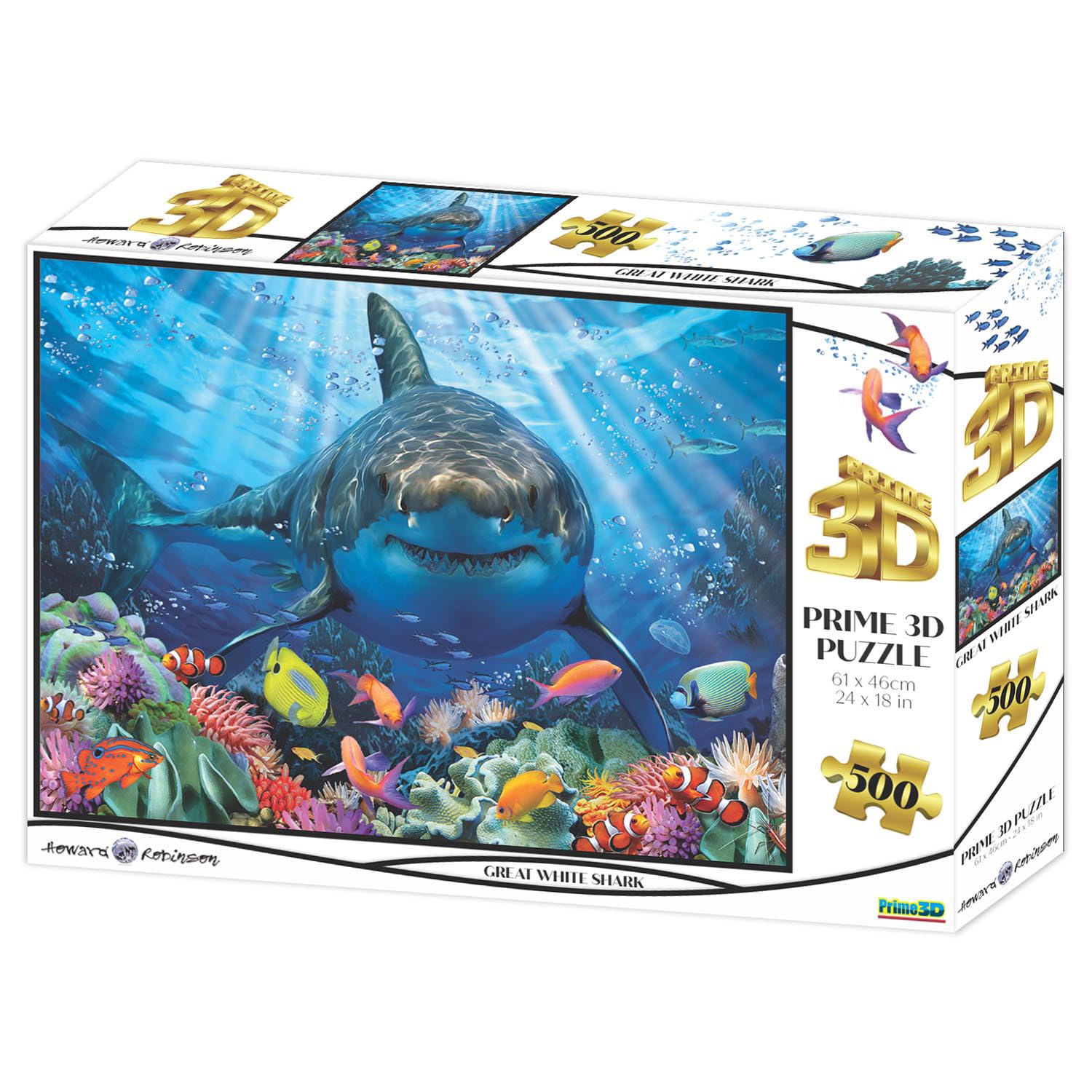 LXPVSA Howard Robinson Prime 3D Great White Shark 500 Piece Puzzle