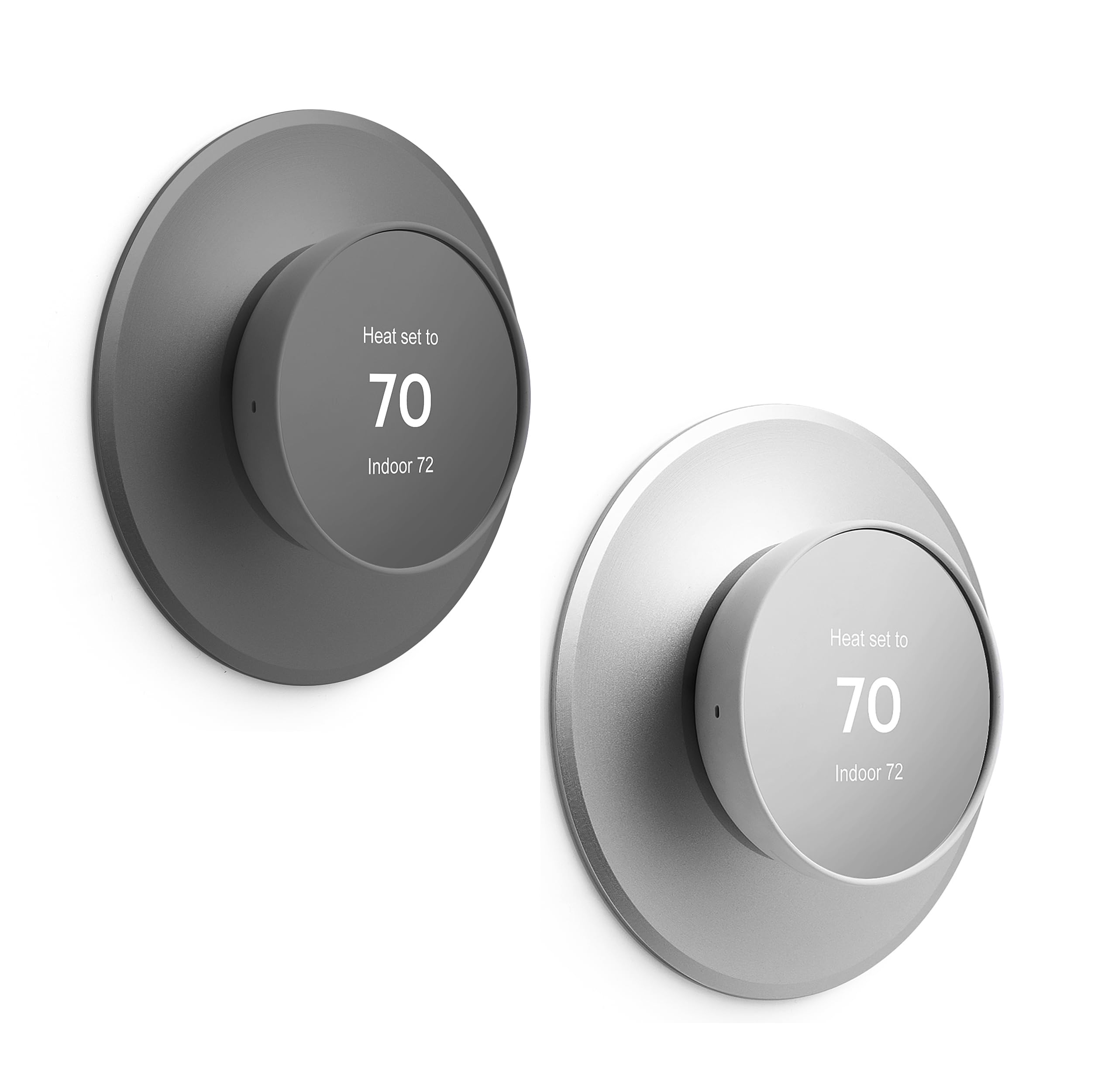 2 Packs Metal Wall Plate Cover Compatible with Google Nest Thermostat 2020（Charcoal+Silver