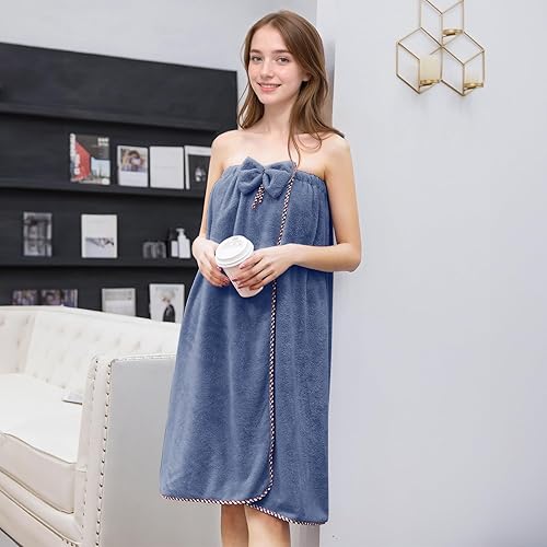 Miniatura 7 de GOSCHE Toalla de baño para mujer, toalla de ducha ajustable con toalla de baño para el hogar, hotel, camisón para sauna, playa, piscina, gimnasio,