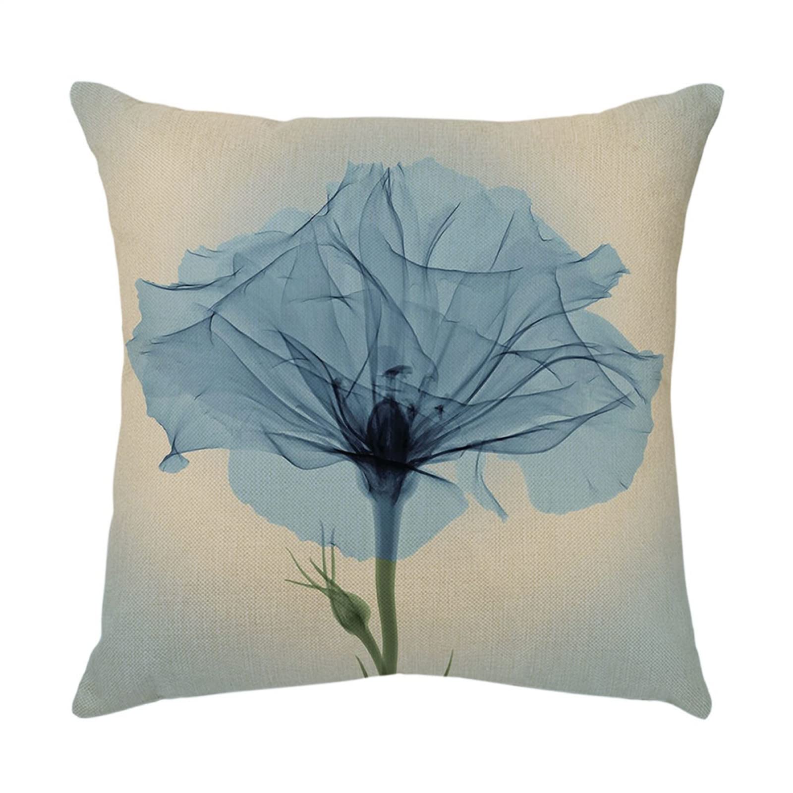 4 Piezas Funda de Almohada Flor Azul Abstracta Fundas de Cojín Terciopelo Sencillo y Decorativo para Sofá Camas Dormitorio Coche Lino Cojines Throw Pillow Covers 80x80cm/32x32 Inch
