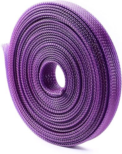 Miniatura 6 de Othmro Fundas de cable trenzadas flexibles de PET de 16.4 pies de largo, 0.47 pulgadas de ancho, fundas de malla de alambre flexibles para TV,