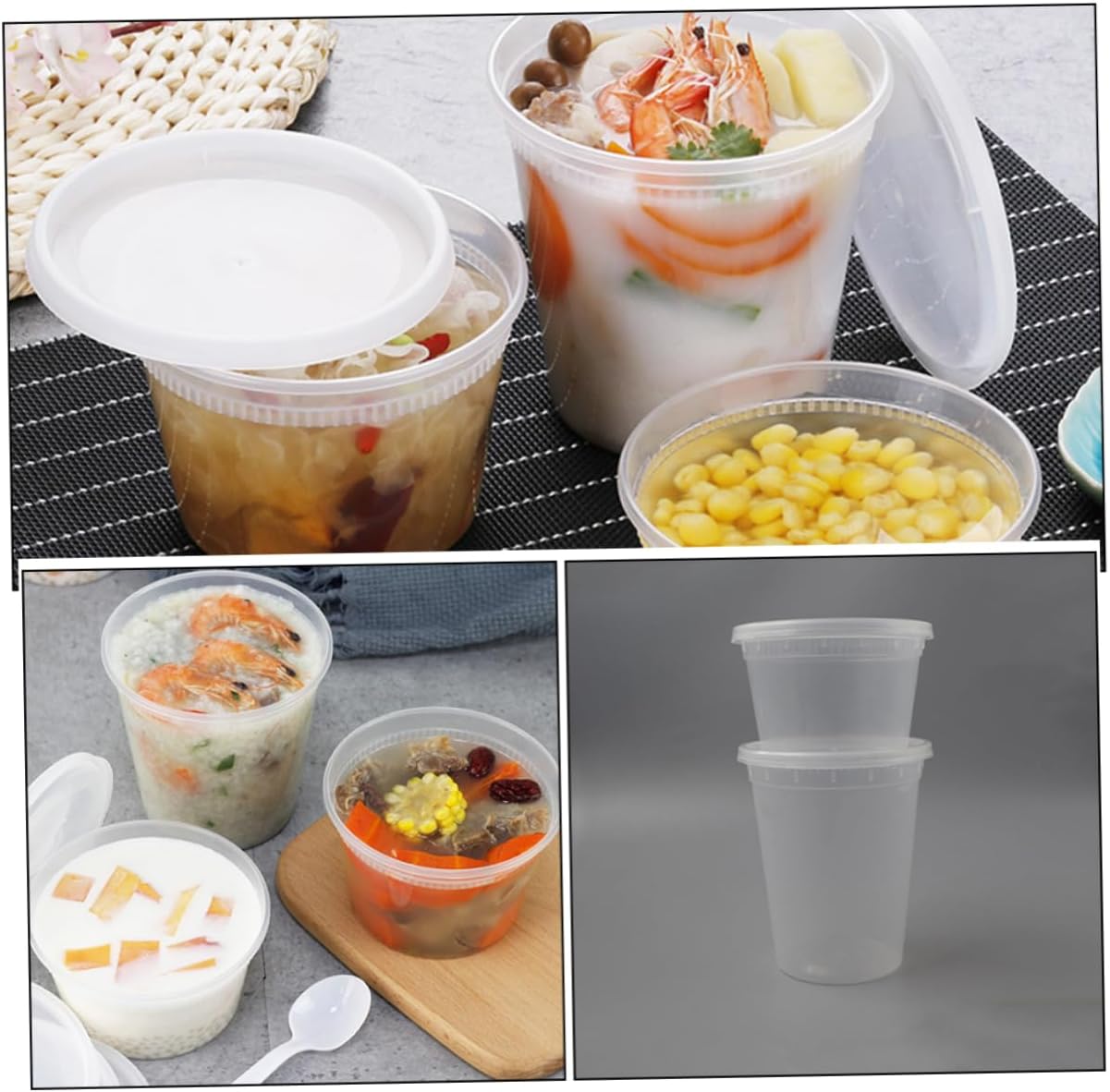 50pcs Temperature-resistant Porridge Cups Large Bowl Lid Hot Soup Containers Lids