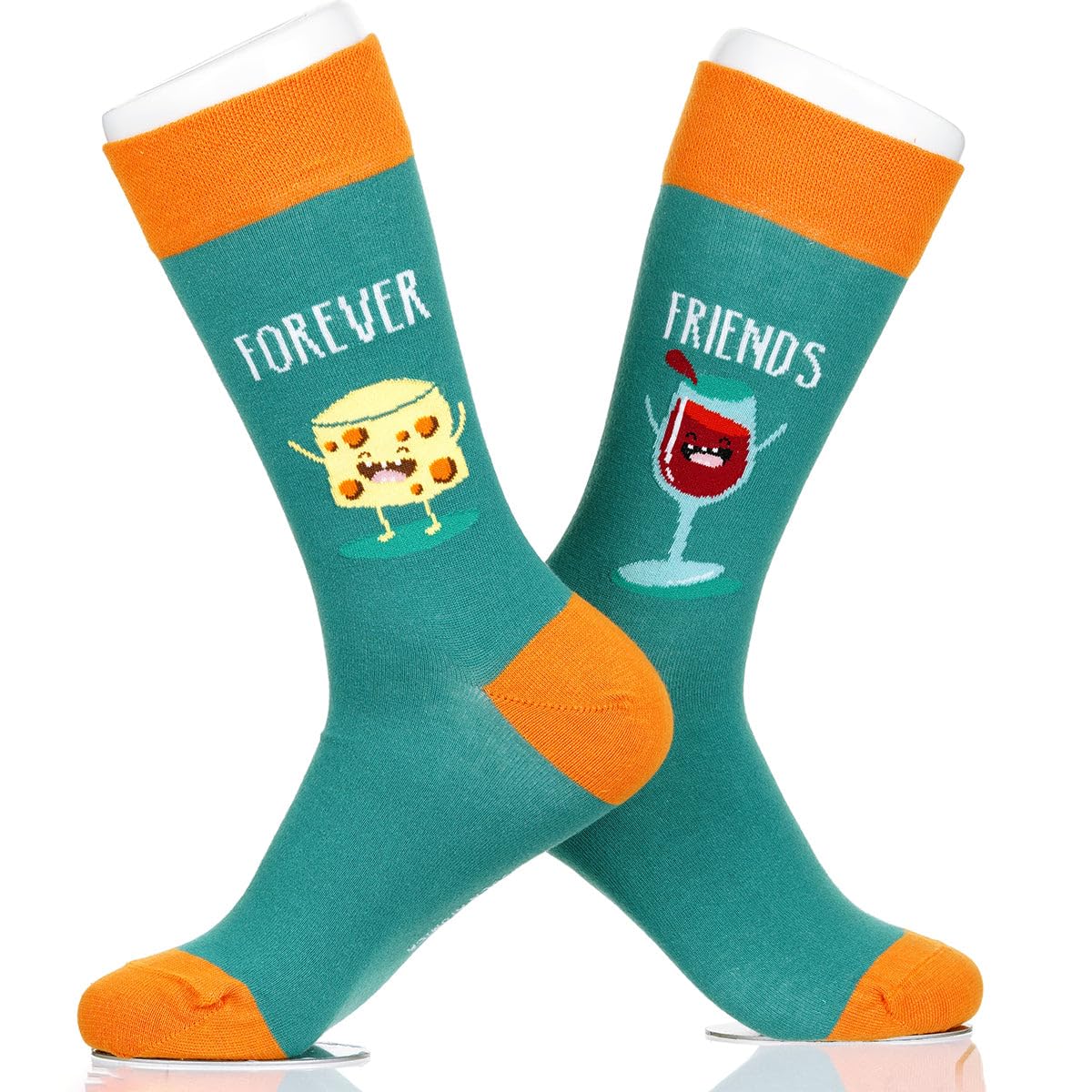 Sock Atomica Unisex Wine And Cheese Friends Funny Novelty Cotton Crew Socks For Women Men, Colourful Gift Box, (Uk 7-11 / Eu 41-46) (Wine And Cheese Friends)