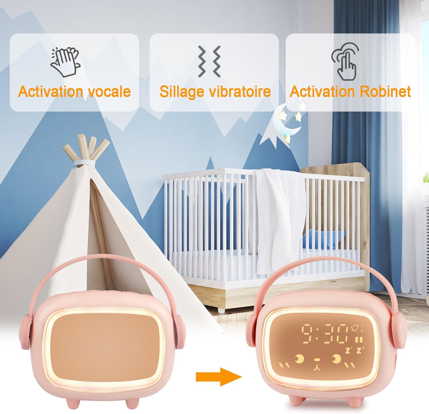 Edillas Kids Digital Alarm Clock with voice and tap activation