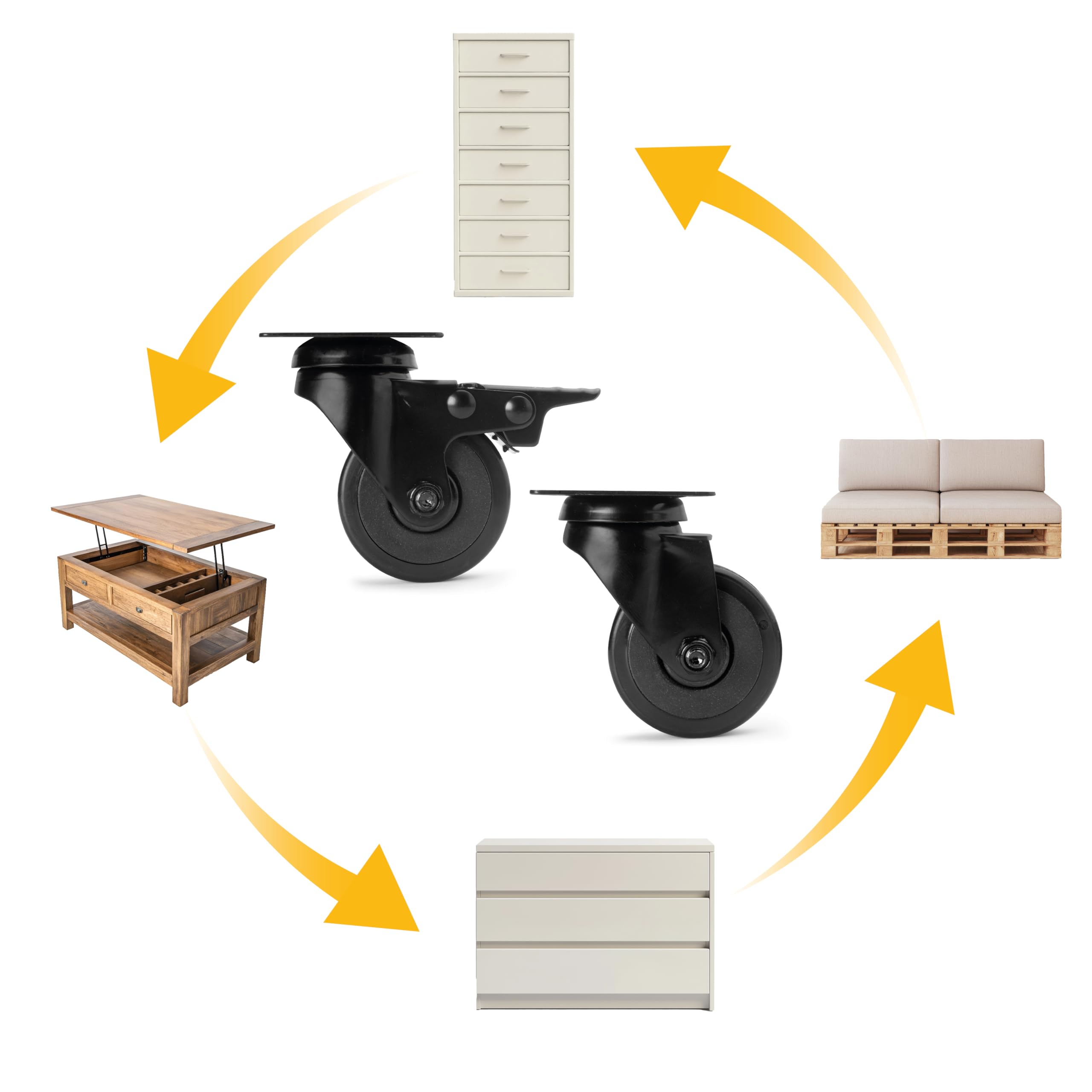 Rotelle Pivotanti Per Mobile Emuca - Ø50mm, Grigio, Con Freni, Filettatura M8x15 - Foto 6