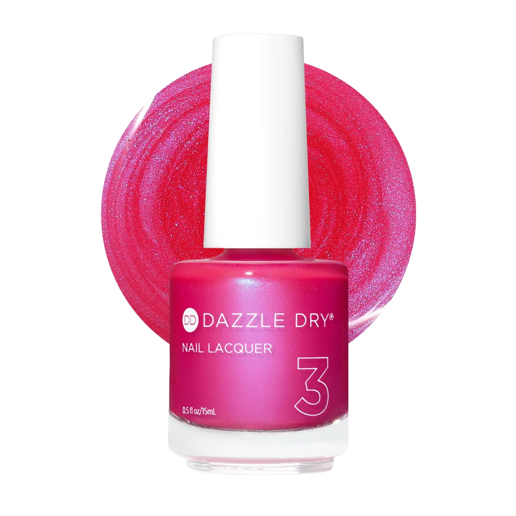 Dazzle Dry Nail Lacquer (Step 3) - Beloved - A bright hot pink shimmer with a subtle blue flash effect. Semi-sheer shimmer. (0.5 fl oz)