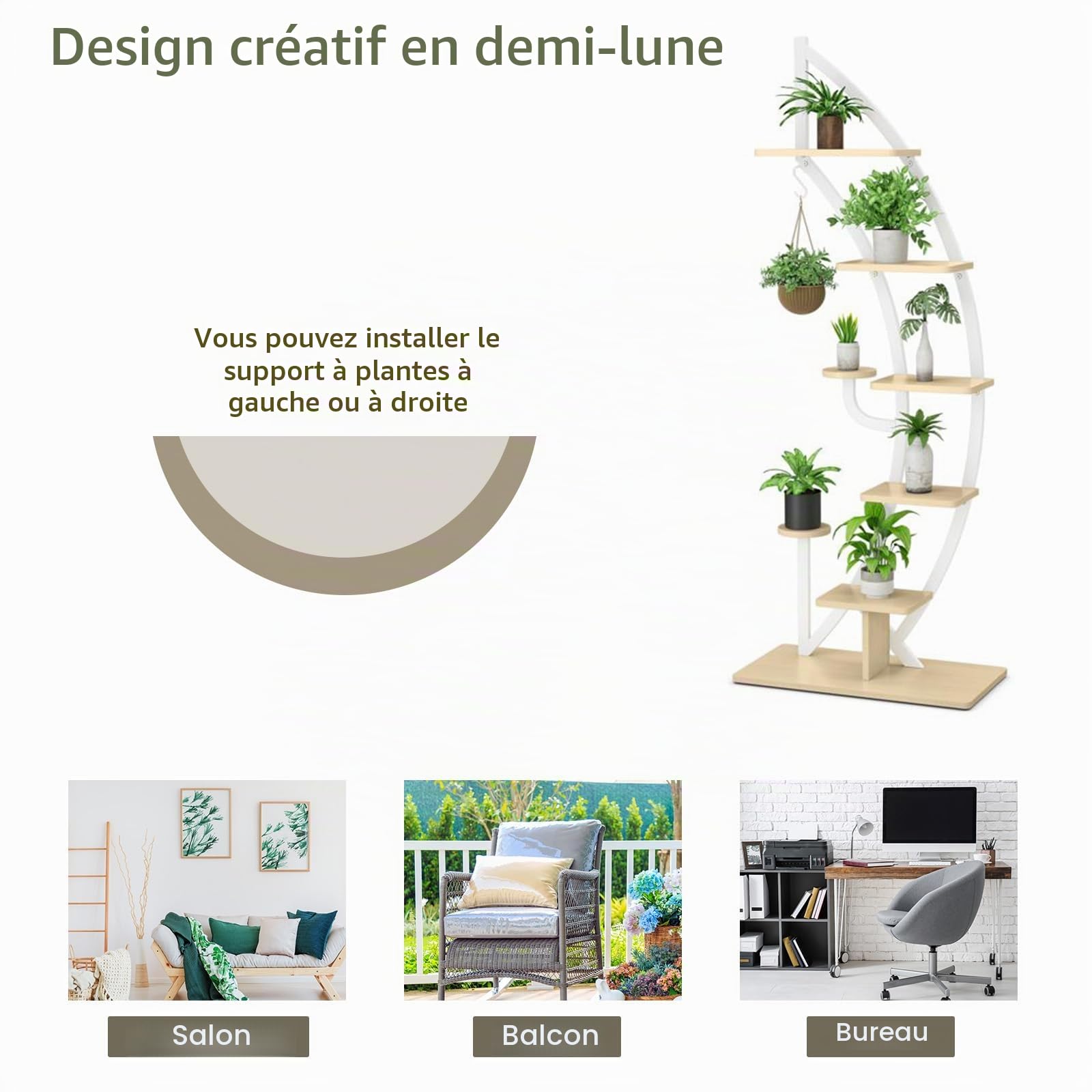 KOMFOTTEU Support Plantes 7 Niveaux, Intérieur & Extérieur, 1, Blanc