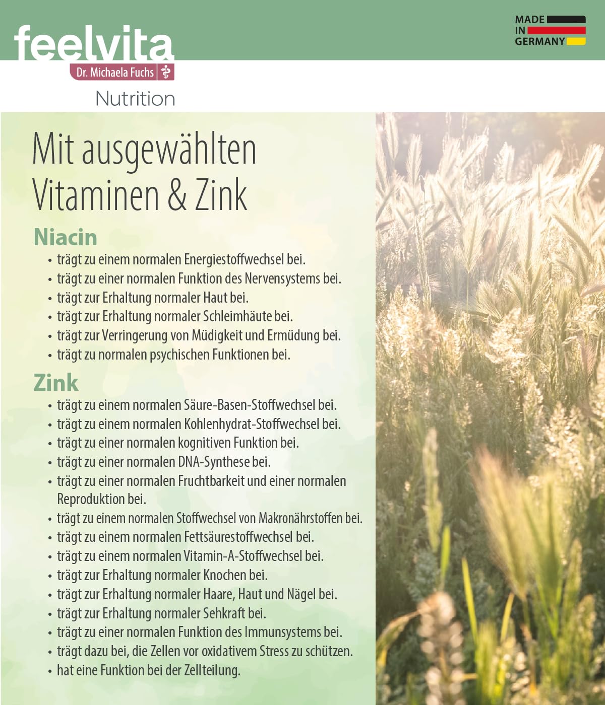 Genius Feelvita Nutrition NADH-Kapseln mit Niacin, Zink, Vitamin A & Vitamin B2- für einen normalen Energiestoffwechsel und zur Verringerung von Müdigkeit- 120 Kapseln, 4-Monatsvorrat, Made in Germany