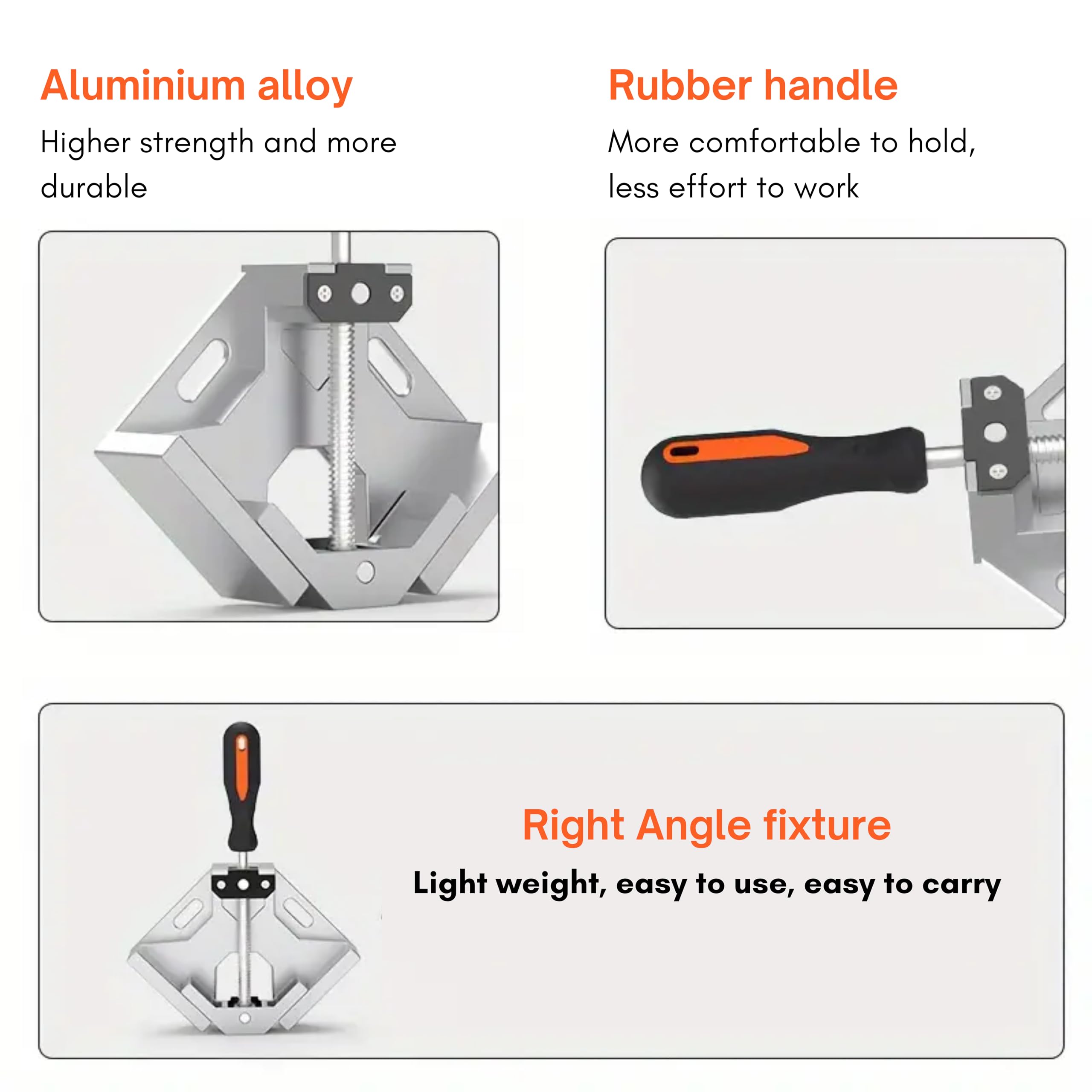 Inditrust 90° Right Angle Clamps/Corner Clamp tools for Carpenter, Welding, Wood-working, Engineering, Photo Framing (Single Handle Corner Clamp) grey 2