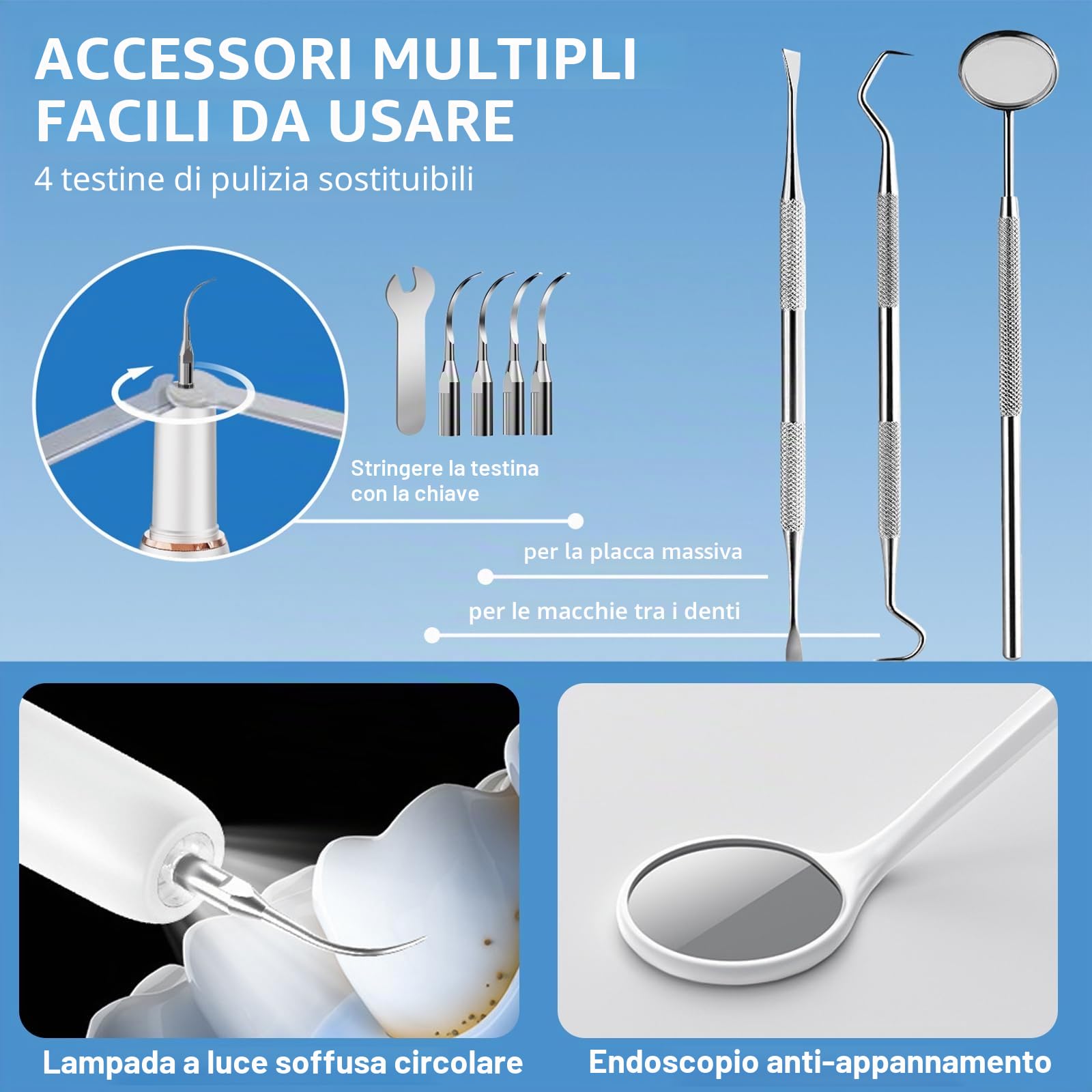 Rimozione del tartaro ad ultrasuoni Kit di pulizia dentale ad ultrasuoni per cani pulitore dentale per animali domestici 5 modalità regolabili per gatti strumenti di pulizia dei denti rimozione del
