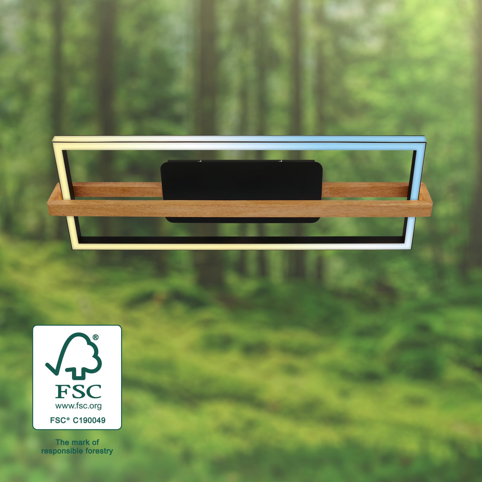 BRILONER - Lámpara de techo LED regulable CCT, mando a distancia, luz nocturna y temporizador, lámpara de techo, lámpara de salón, lámpara de dormitorio, lámpara de cocina con madera