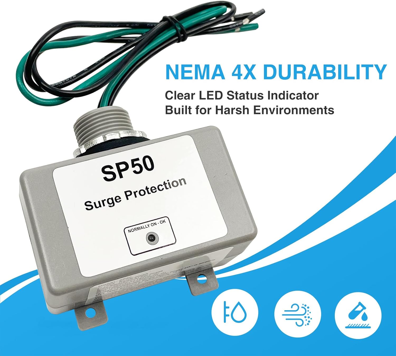 Long Term SP50 120/240VAC Universal HVAC Whole House Surge Protective Device - Surge Protector, Surge Suppressor, Watertight - UL