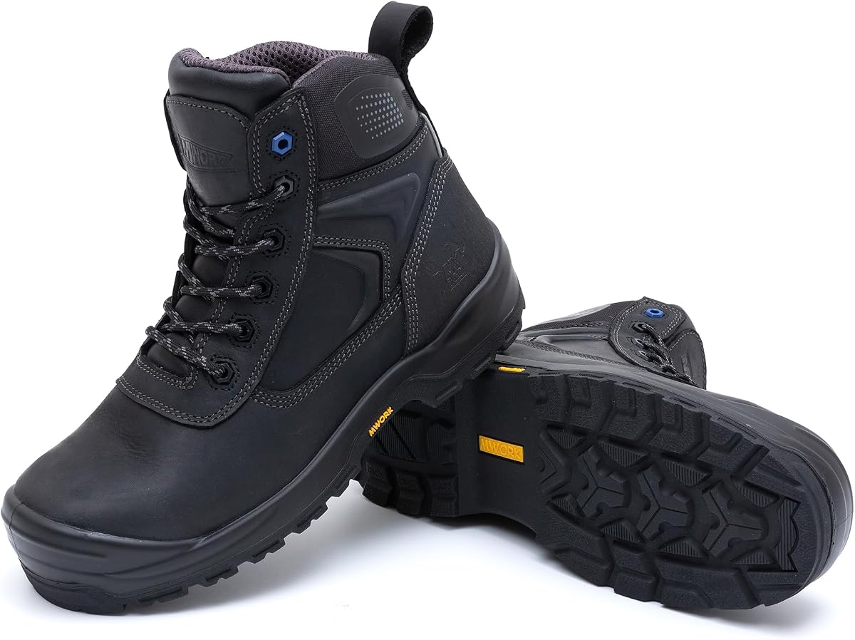 6" Safety Work Boots For Men Water Resistant Composite Toe Puncture Resistant EH Non Slip No Metal ASTM F2413-18 Comfortable&Durable MW9276